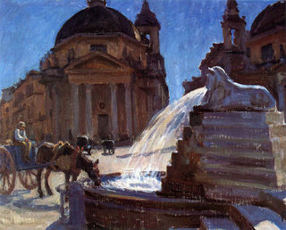 Peter Hansen: Fontænen på Piazza del Popolo,1928