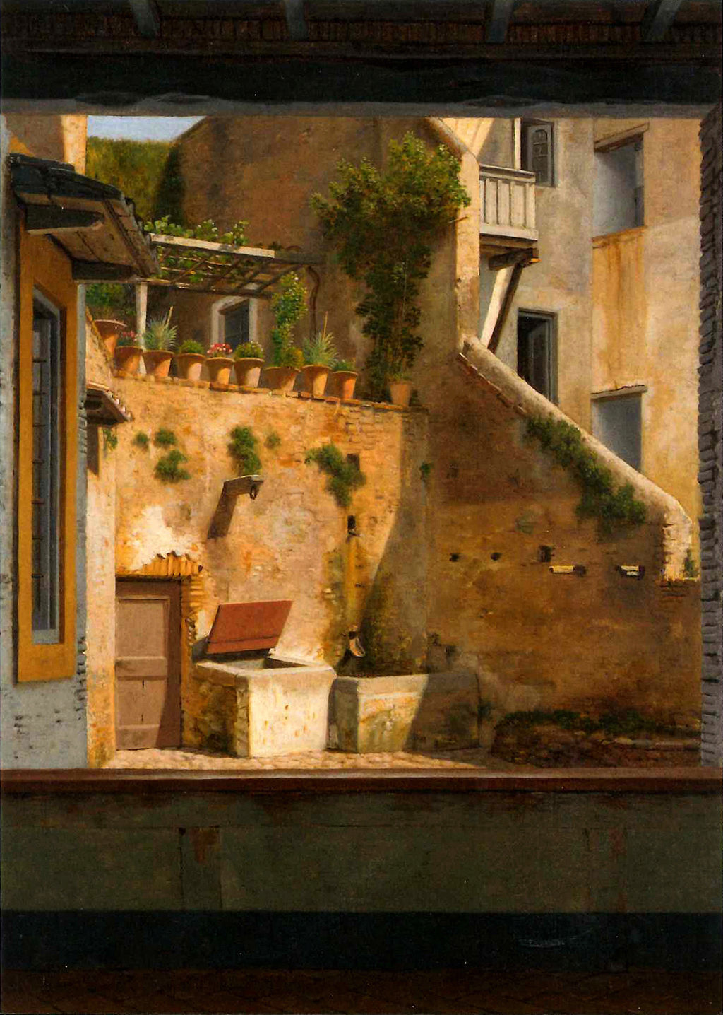 C.W. Eckersberg: Udsigt gennem et vindue til en gård i Rom,1813-1816