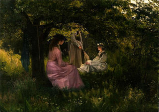 Vilhelm Kyhn: Tre damer i en have,1879