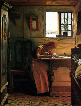 Christen Dalsgaard: En pige, der skriver, 1871