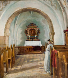 Interiør fra Lerup kirke ved Fosdalen i Jylland