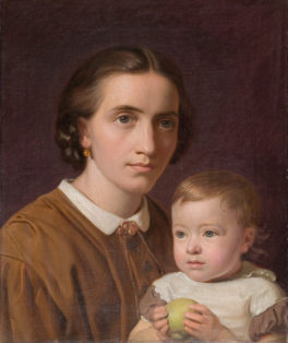 Portræt af Caroline Amalie Hansen og søn