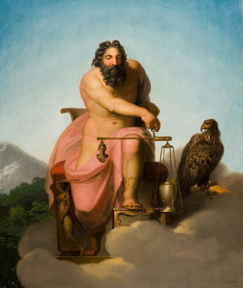 Jupiter weighing the fate of mankind