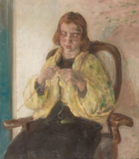 Young girl with knitting