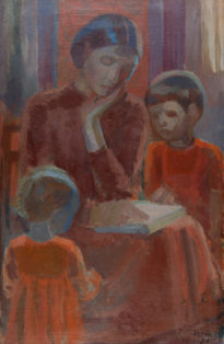 Moder læser for børnene
